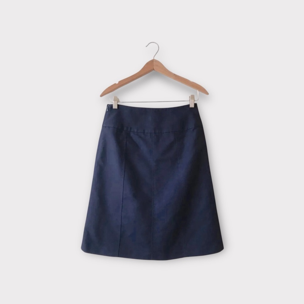 Ralph Lauren Black Label |‎ 100% Cotton A-Line Skirt, Navy Blue, Size 8, Office